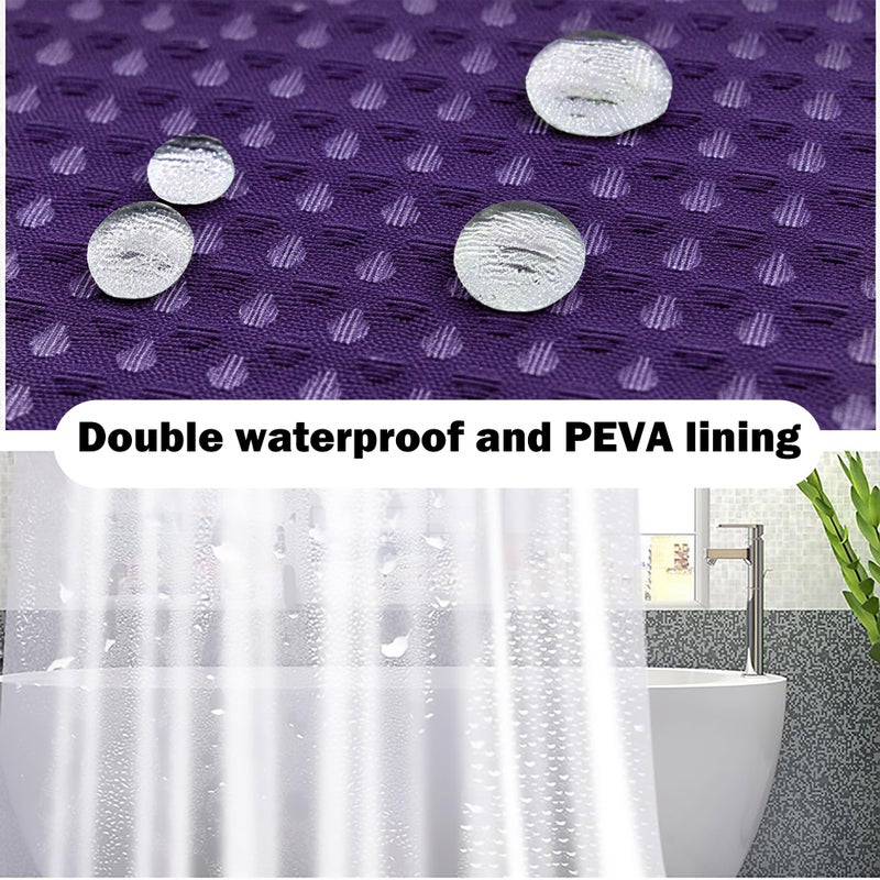 Viowil Purple Bathroom Set, 23 PCS Purple Bathroom Accessories Set with Shower Curtains, Trash Can, Toothbrush Holder, Soap Dispensers, Toothbrush Cup, Vanity Tray, Soap Dish, Toilet Brush, Qtip Holders - Image 5